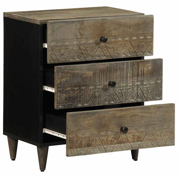 vidaXL Bedside Cabinet Light Grey 50x33x60 cm Solid Wood Mango