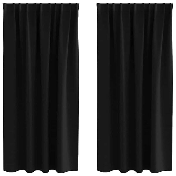 vidaXL Blackout Curtains with Rings 2 pcs Black 175 x 140 cm Polyester