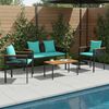 vidaXL Outdoor Furniture Set 4 pcs Black and Turquoise PE Rattan
