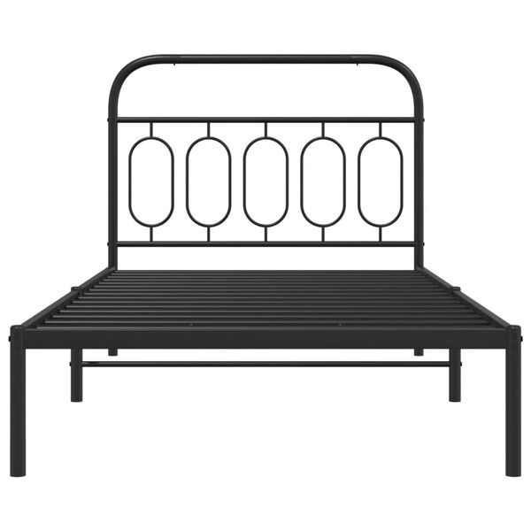 vidaXL Metal Bed Frame without Mattress with Headboard Black 100x200cm