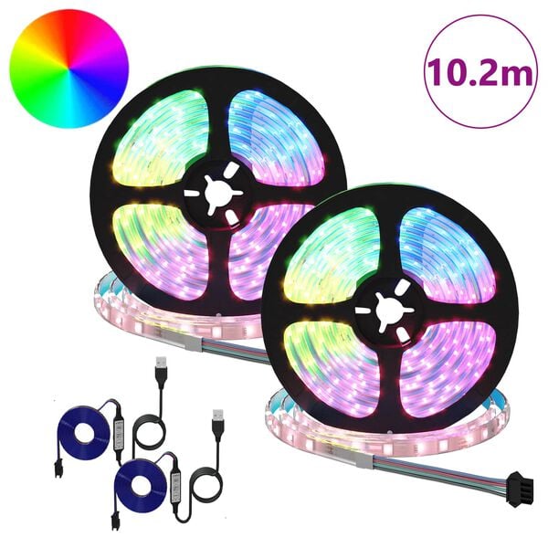 vidaXL LED Strip 2 pcs Black and Transparent 5100 mm