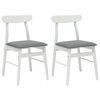 vidaXL Dining Chair 2 pcs White and Grey Solid Wood