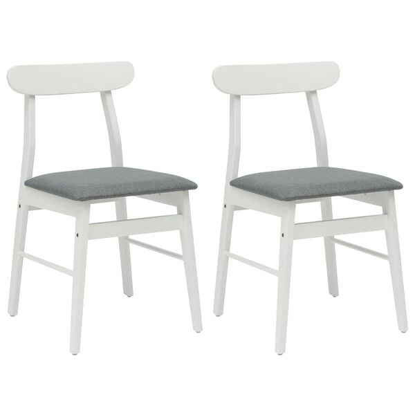 vidaXL Dining Chair 2 pcs White and Grey Solid Wood