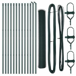 vidaXL Hexagonal Fence Ground Fix 25 x 1 m PVC-Coated Steel Dark green