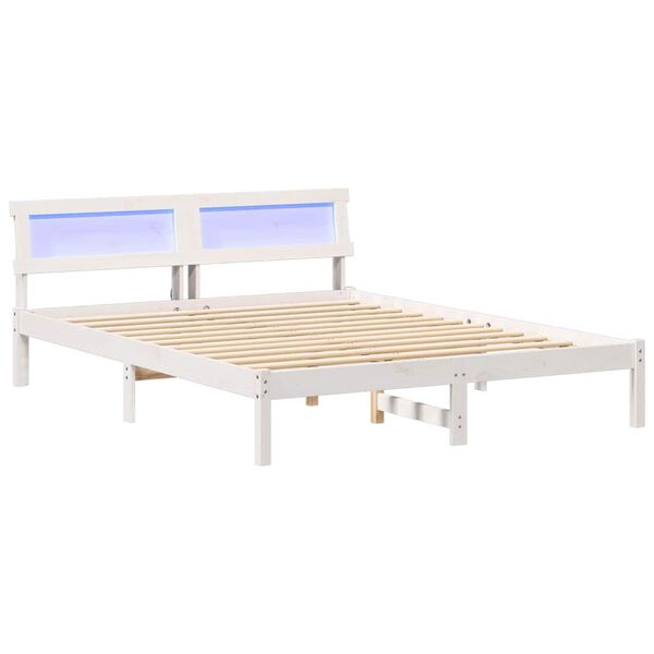 vidaXL Bed Frame with Headboard White 140 x 200 cm Solid Pine Wood