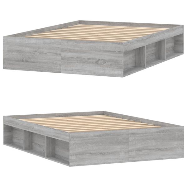 vidaXL Bed Frame without Mattress Grey Sonoma 135x190 cm Double Double