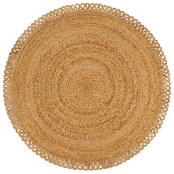 vidaXL Braided Area Rug with Wave Edge 90 cm Jute Round