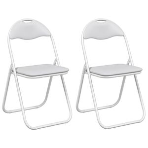 vidaXL Folding Chair 2 pcs White and Grey 48 x 43.5 x 81 cm