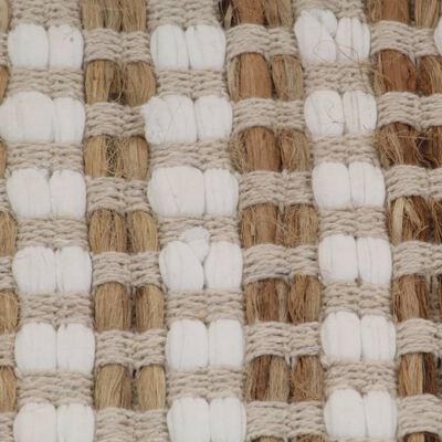 vidaXL Hand-Woven Jute Bathroom Mat Set Fabric Natural and White