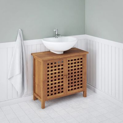 vidaXL Sink Cabinet Solid Walnut Wood 66x29x61 cm