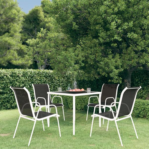 vidaXL 5 Piece Outdoor Dining Set Steel Black