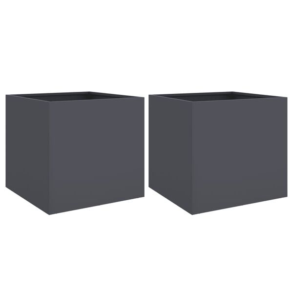 vidaXL Planters 2 pcs Anthracite 49x47x46 cm Steel