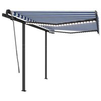 vidaXL Manual Retractable Awning with LED 3x2.5 m Blue and White
