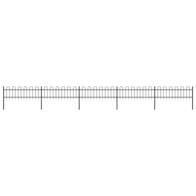 vidaXL Garden Fence with Hoop Top Steel 8.5x0.6 m Black