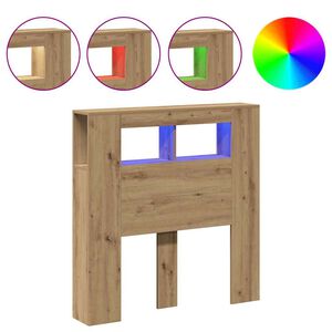 vidaXL LED Headboard Artisan Oak 100x18.5x103.5 cm Engineered Wood