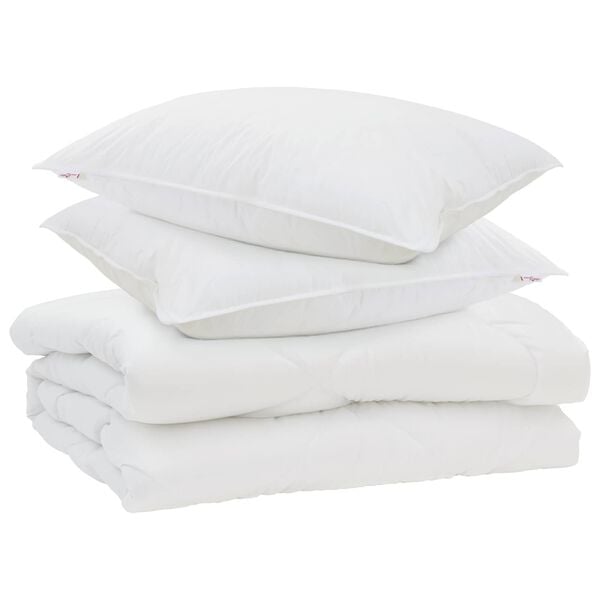 vidaXL Duvet with Pillow 3 pcs White Microfibre