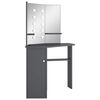 vidaXL Corner Dressing Table with LED Grey 111x54x141.5 cm