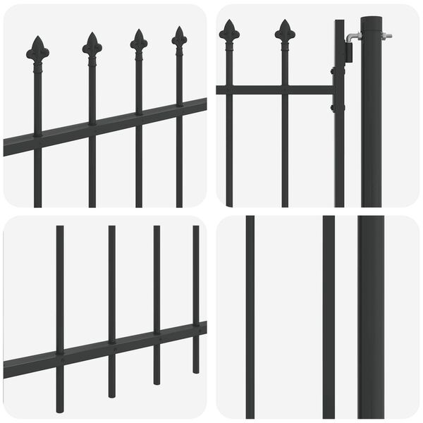 vidaXL Fence Gate Boxtel Single Door with Spike Top Steel 1x1.2 m Black