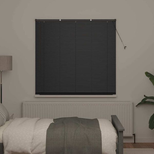 vidaXL Window Blind with Curtains Manual Black Aluminium