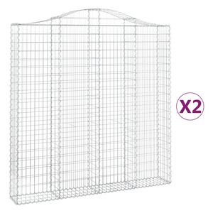 vidaXL Arched Gabion Baskets 2 pcs 200x30x200/220 cm Galvanised Iron