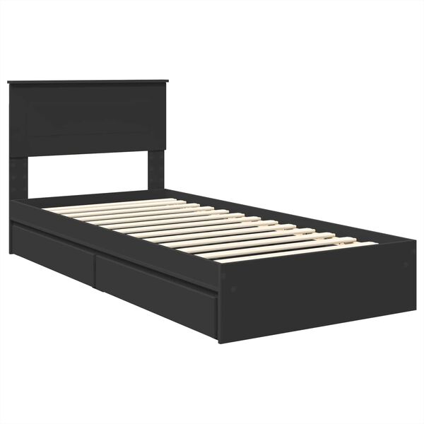 vidaXL Storage Bed with Headboard Black 75 x 190 cm Engineered Wood