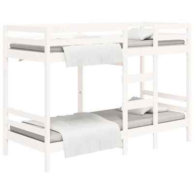 vidaXL Bunk Bed White 75x190 cm 2FT6 Small Single Solid Wood Pine