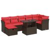 vidaXL 8 Piece Garden Sofa Set with Cushions Brown Poly Rattan