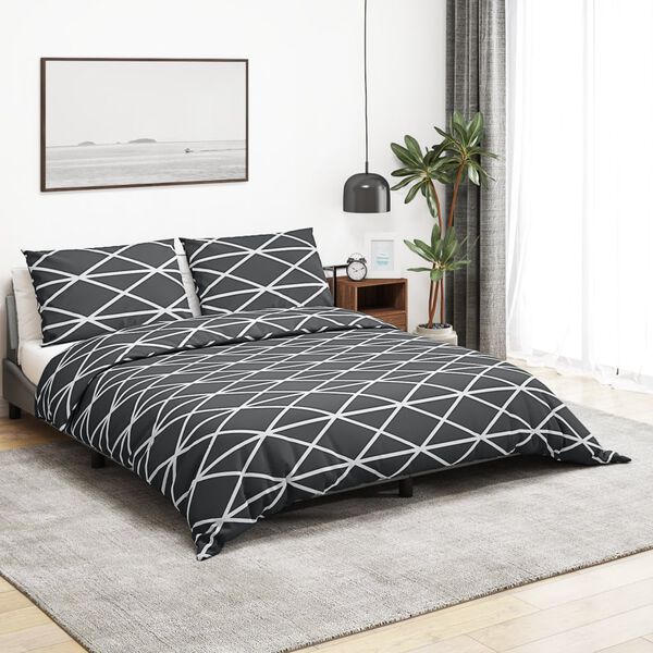vidaXL Duvet Cover Set Grey 240x220 cm Cotton