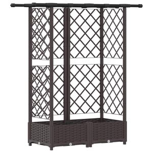 vidaXL Raised Bed with Trellis and Roof Brown 124 x 40 x 121 cm PP