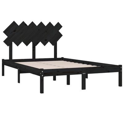 vidaXL Bed Frame Black 120x200 cm Solid Wood