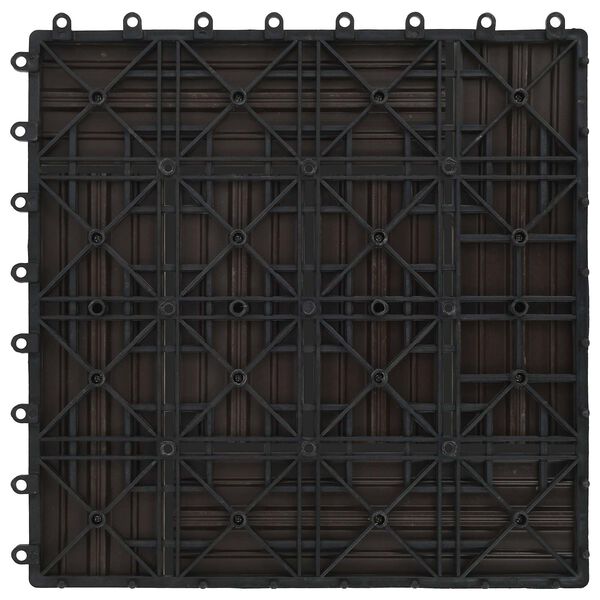 vidaXL Decking Tile 11 pcs Dark Brown 30 x 30 cm WPC