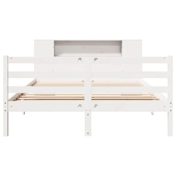 vidaXL Bookcase Bed without Mattress White 150x200 cm King Size Solid Wood Pine