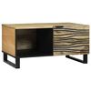 vidaXL Coffee Table Brown and Black 80 x 50 x 40 cm Solid Acacia wood