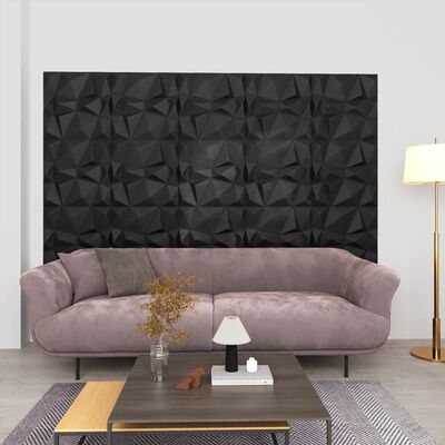 vidaXL 3D Wall Panels 24 pcs 50x50 cm Diamond Black 6 m²