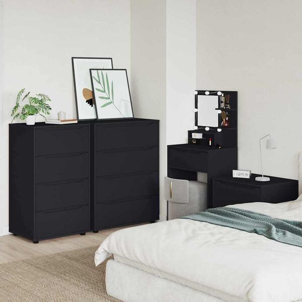 vidaXL Storage Cabinets 2 pcs Black 60 x 48 x 105 cm Engineered Wood