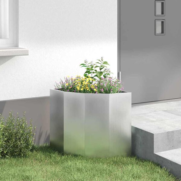vidaXL Corner Planter Silver 45 x 45 x 50 cm Galvanised steel