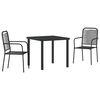 vidaXL Garden Dining Set 3 pcs Black Powder-Coated Steel