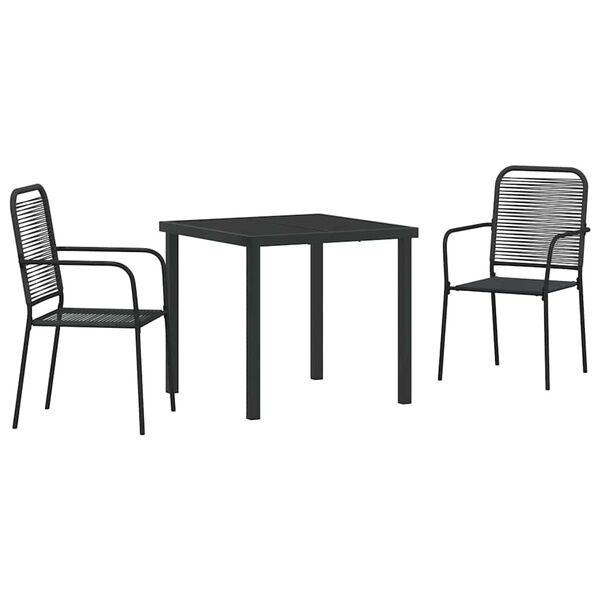 vidaXL Garden Dining Set 3 pcs Black Powder-Coated Steel