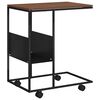 vidaXL Side Table with Wheels Black 55x36x63,5 cm Engineered Wood