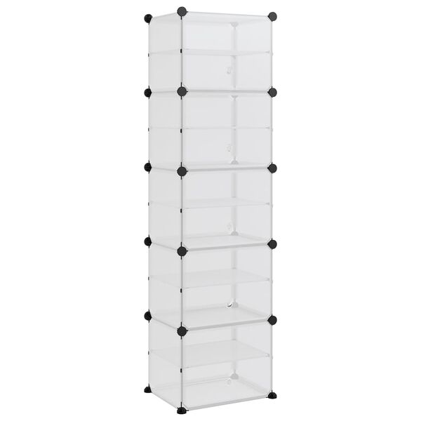 vidaXL Shoe Rack Transparent 44x31.5x153.5 cm PP