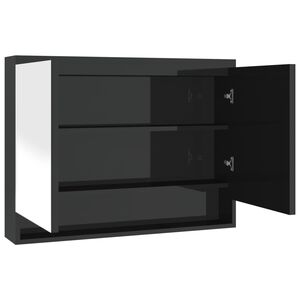 vidaXL Bathroom Mirror Cabinet 80x15x60 cm MDF Shining Black