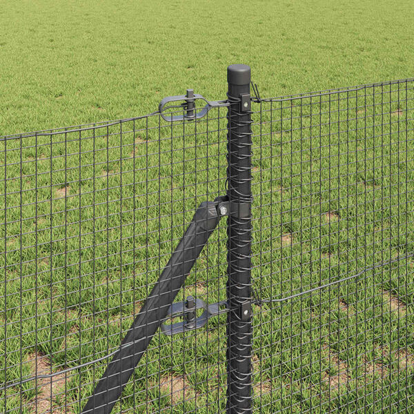 vidaXL Fence Post Grey 50 x 0.8 m (16 x 16 mm mesh) Steel and PVC