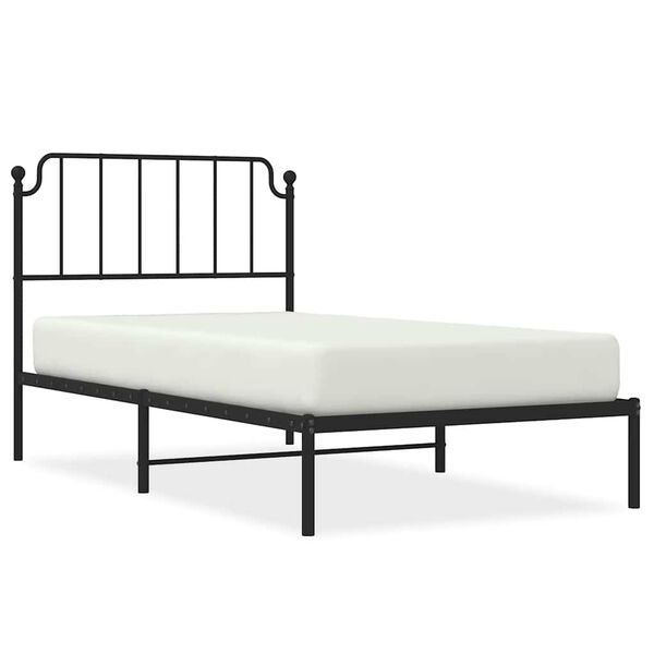 vidaXL Metal Bed Frame without Mattress with Headboard Black 100x190cm
