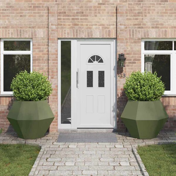 vidaXL Planter 2 pcs Olive Green 100 x 100 x 80 cm Steel