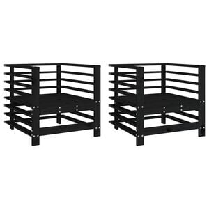 vidaXL Garden Chairs 2 pcs Black Solid Wood Pine