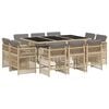 vidaXL 11 Piece Garden Dining Set with Cushions Mix Beige Poly Rattan