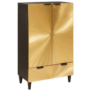vidaXL Side Cabinet Black and Gold 60 x 33 x 100 cm Engineered Wood