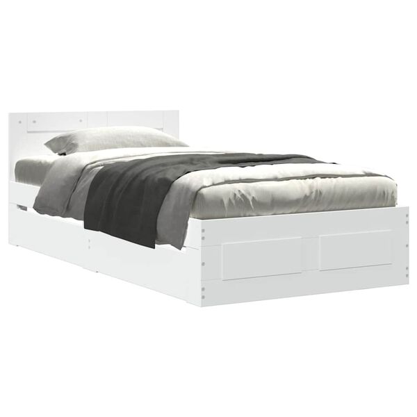 vidaXL Bed Frame with Headboard without Mattress White 90x200 cm