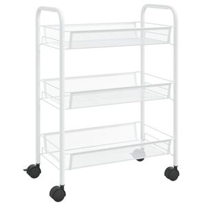vidaXL 3-Tier Kitchen Trolley White 46x26x64 cm Iron