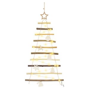 vidaXL Christmas Tree with 30 LEDs Natural 90 cm Solid Ash Wood